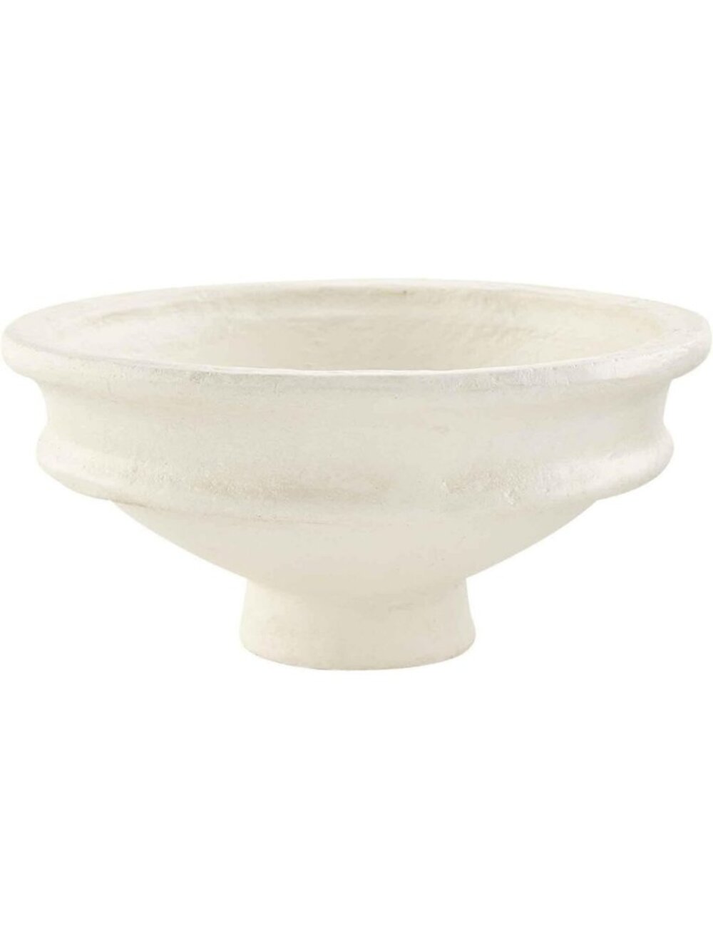 Chic White Paper Mache Pedestal Bowl - 6" x 12" Decorative Centerpiece